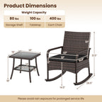 3-Piece Rocking Bistro Set with Cushions & Side Table