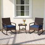 3-Piece Rocking Bistro Set with Cushions & Side Table