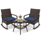 3-Piece Rocking Bistro Set with Cushions & Side Table