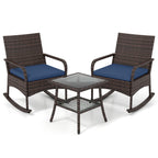 3-Piece Rocking Bistro Set with Cushions & Side Table
