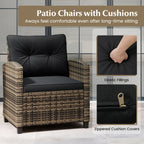 3-Piece Patio Conversation Set with Tempered Glass Table
