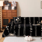 Chenille Jacquard Sofa Throw Cover with Tassel Soft Thick Couch Protector Blanket