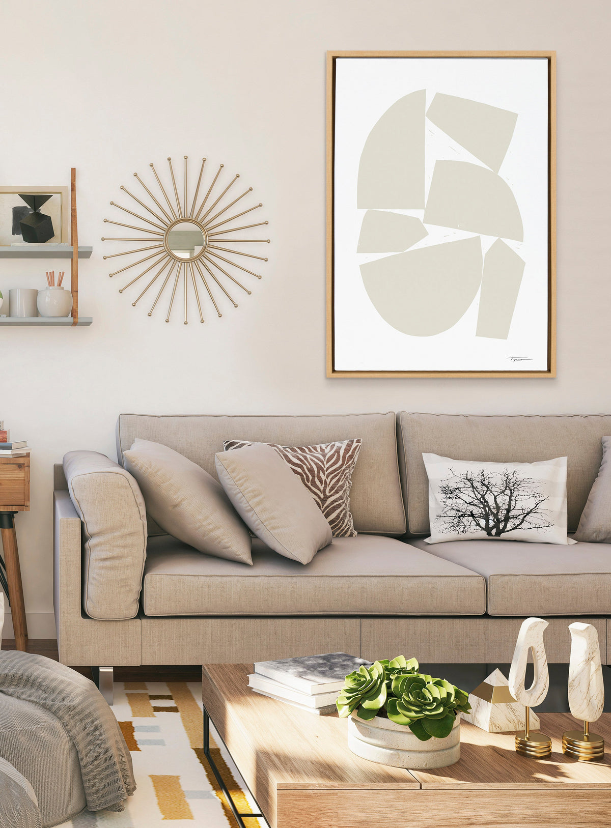 Sylvie Constructed I Neutral Framed Canvas by Statement Goods