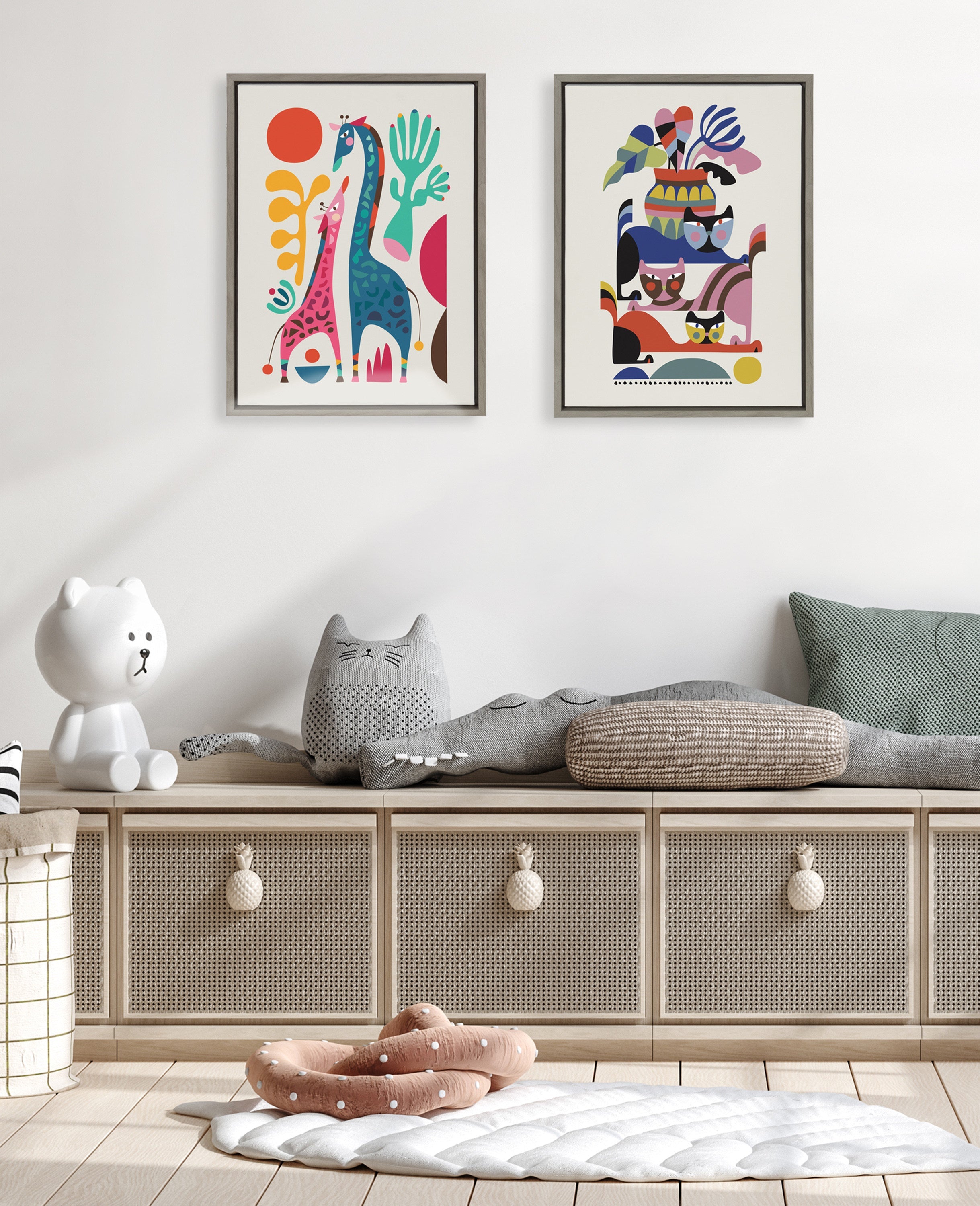 Sylvie Giraffe Love Framed Canvas by Rachel Lee of My Dream Wall