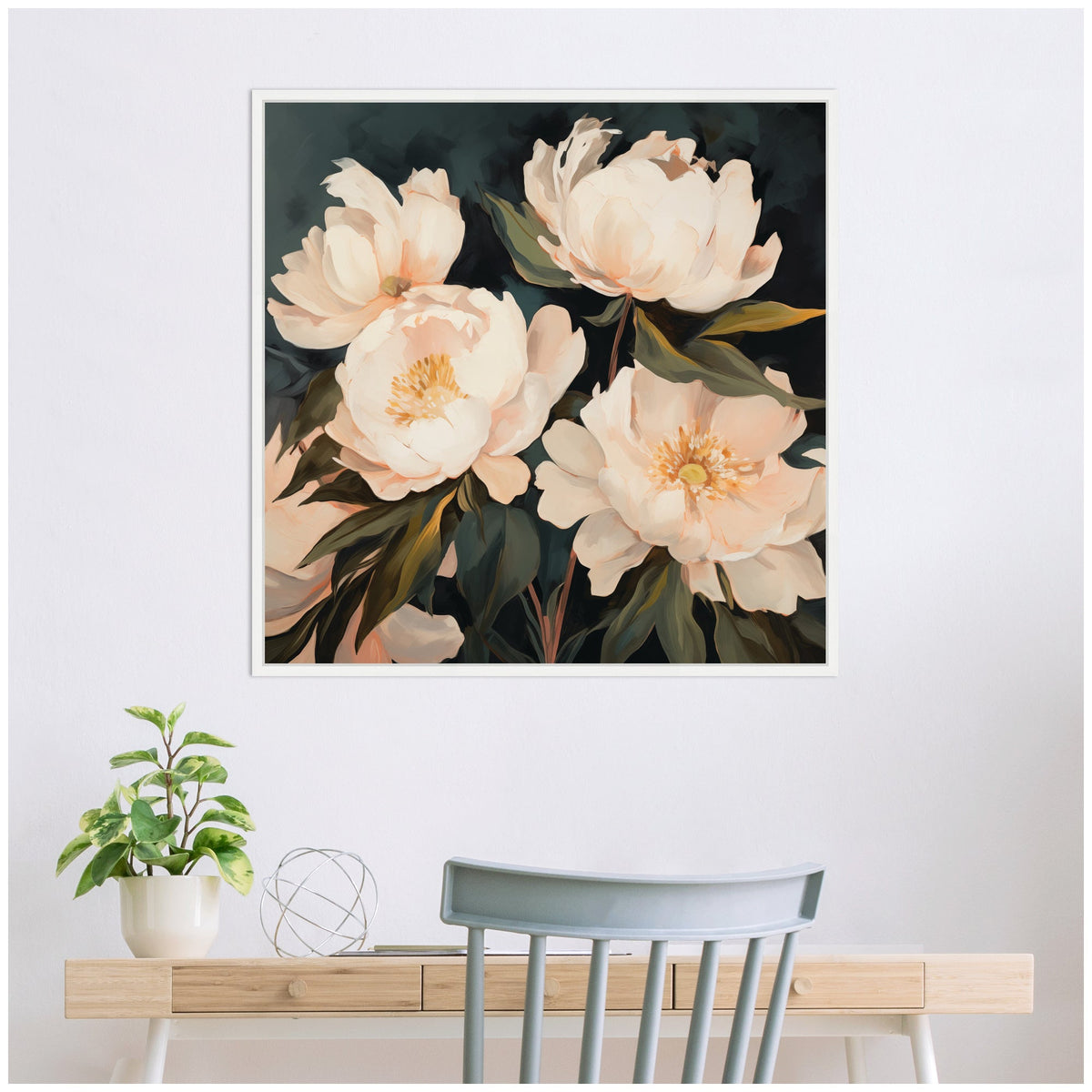 Sylvie Beautiful Painterly Floral Bouquets 2 Framed Canvas by The Creative Bunch Studio