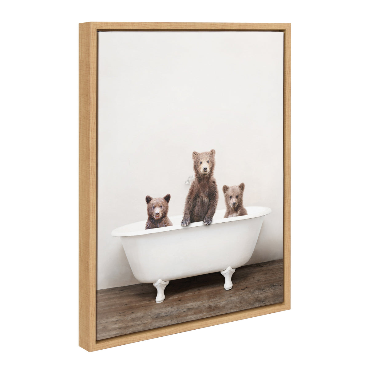 Sylvie Three Little Bears in Vintage Bathtub Framed Canvas by Amy Peterson Art Studio