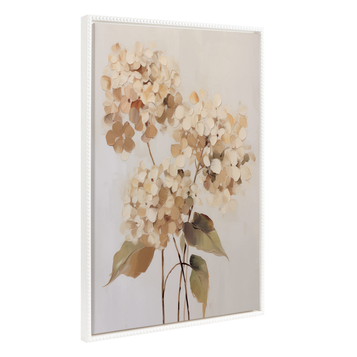 Sylvie Beaded Soft Hydrangeas Framed Canvas by The Creative Bunch Studio