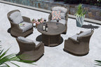 Tenaya Round Wicker Fire Pit Table – Wood-Grain 42"