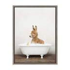 Sylvie Baby Donkey in Rustic Bath Framed Canvas by Amy Peterson Art Studio