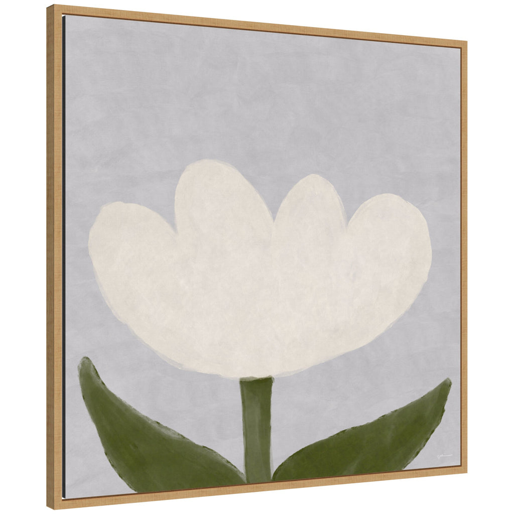 White Tulip by Gabrielly Guedes Framed Canvas Wall Art Print