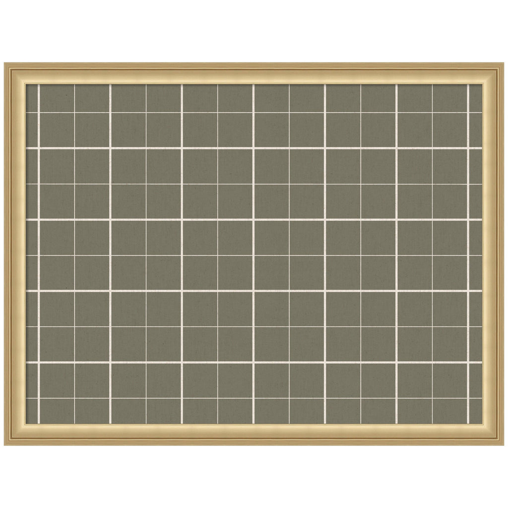 Framed Fabric Pinboard Sage Green Plaid Wall Organization