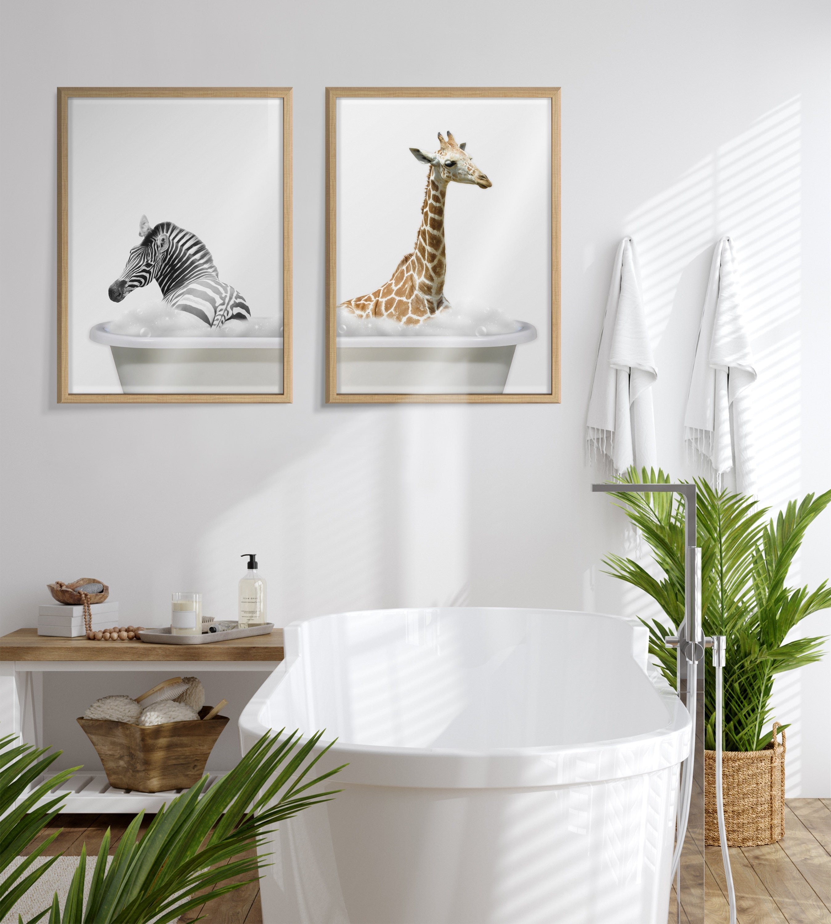 Blake Bathroom Bubble Bath Zebra Framed Printed Glass by The Creative Bunch Studio