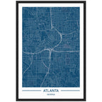 Sylvie Atlanta Map Regal Blue Framed Canvas by Jake Goossen