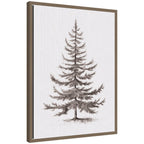 Sylvie Framed Canvas Vintage Evergreen Fir Tree lllustration II by The Creative Bunch Studio