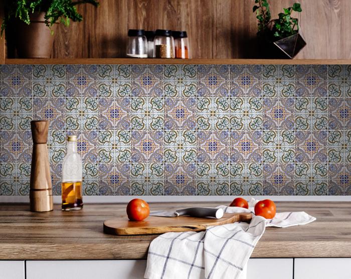 5 X 5 Muted Pastel Scroll Peel And Stick Tiles