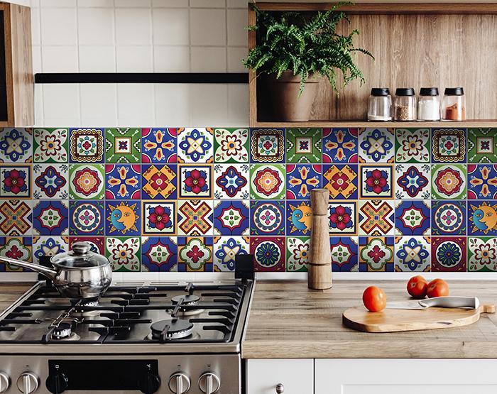 7 x 7 Mediterra Celestial Mosaic Peel and Stick Removable Tiles
