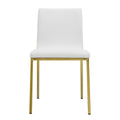 Set of Two Minimalist White Faux Faux Leather and Gold Chairs