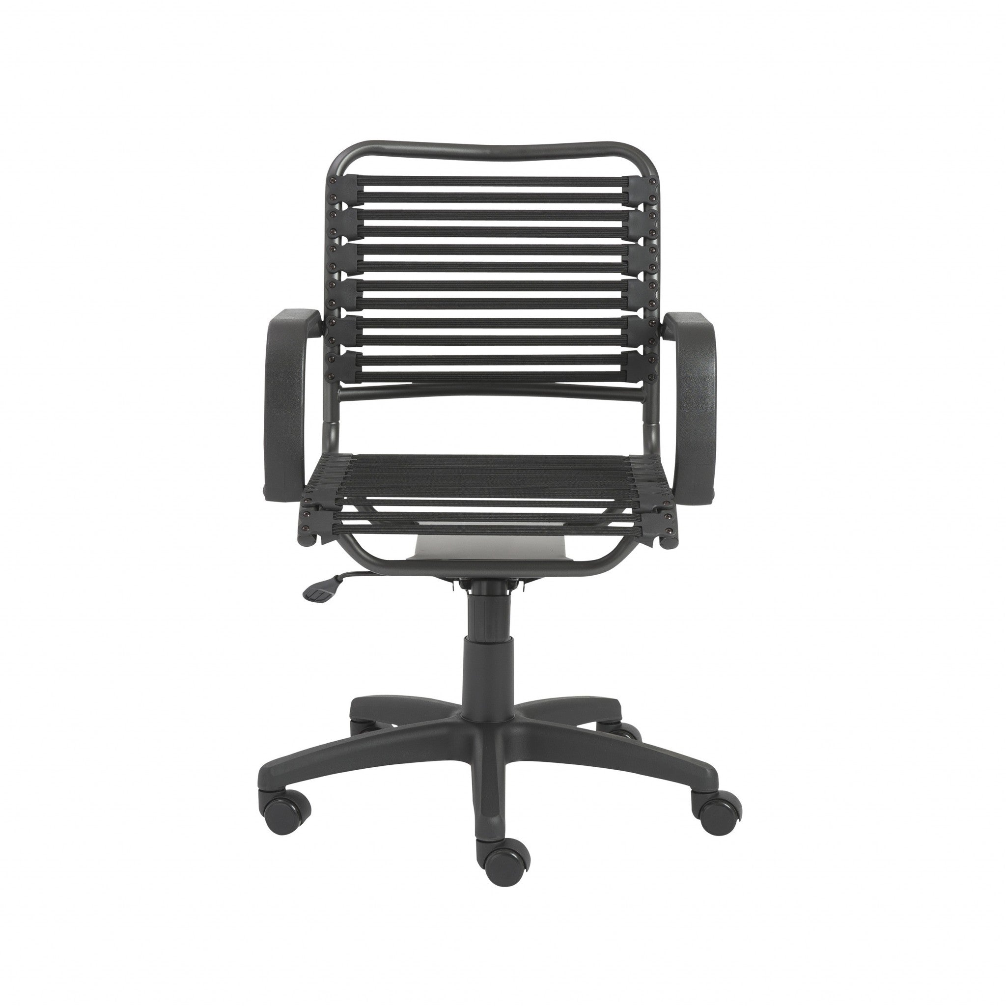 37 All Black Flat Bungee Cord Mid Back Office Chair