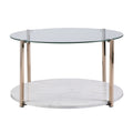 33 Gold Glam Glass And Faux Marble Two Tier Round Coffee Table