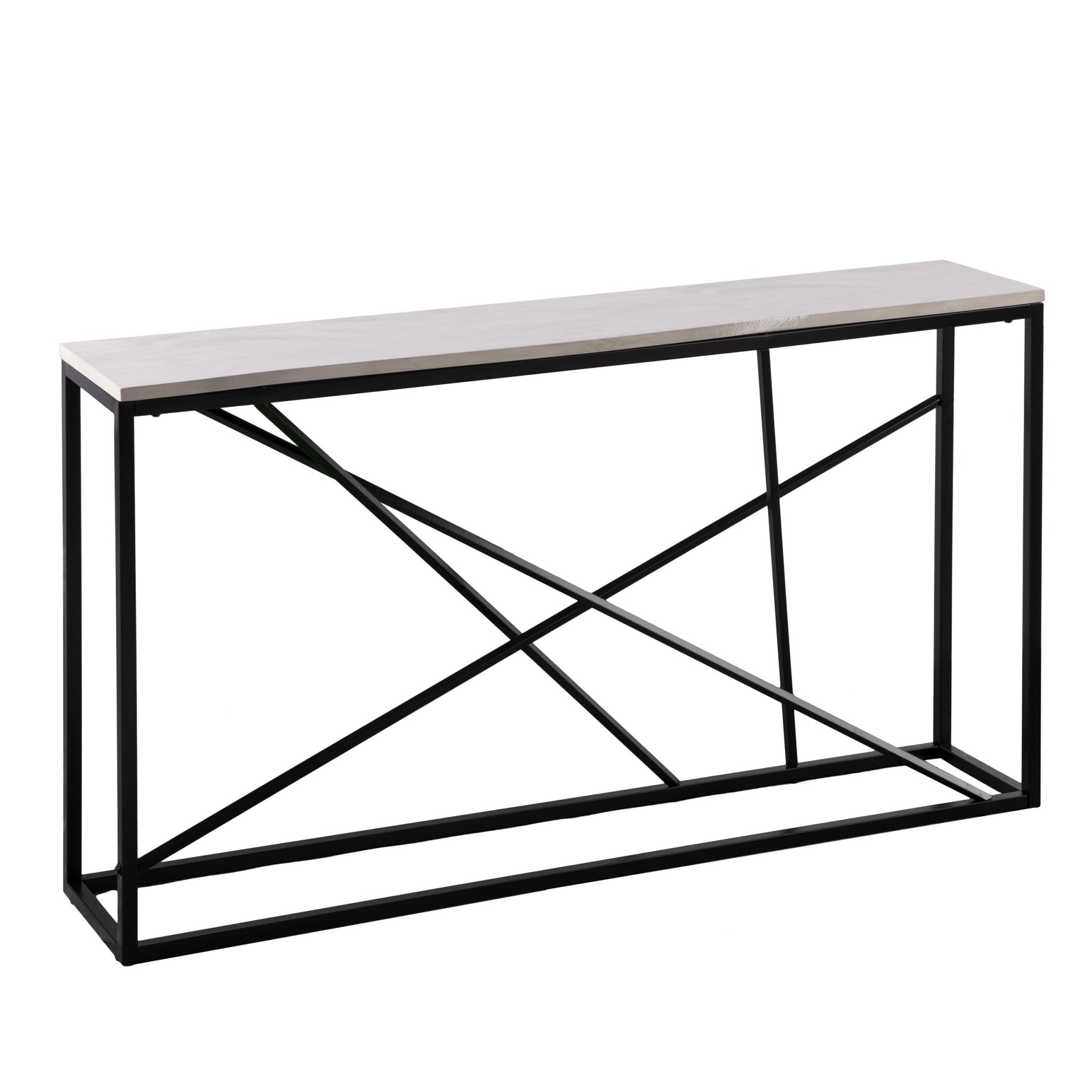 52 White and Black Faux Marble Frame console Table