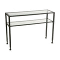 43 clear and Black and Silver glass Distressed console Table With Storage