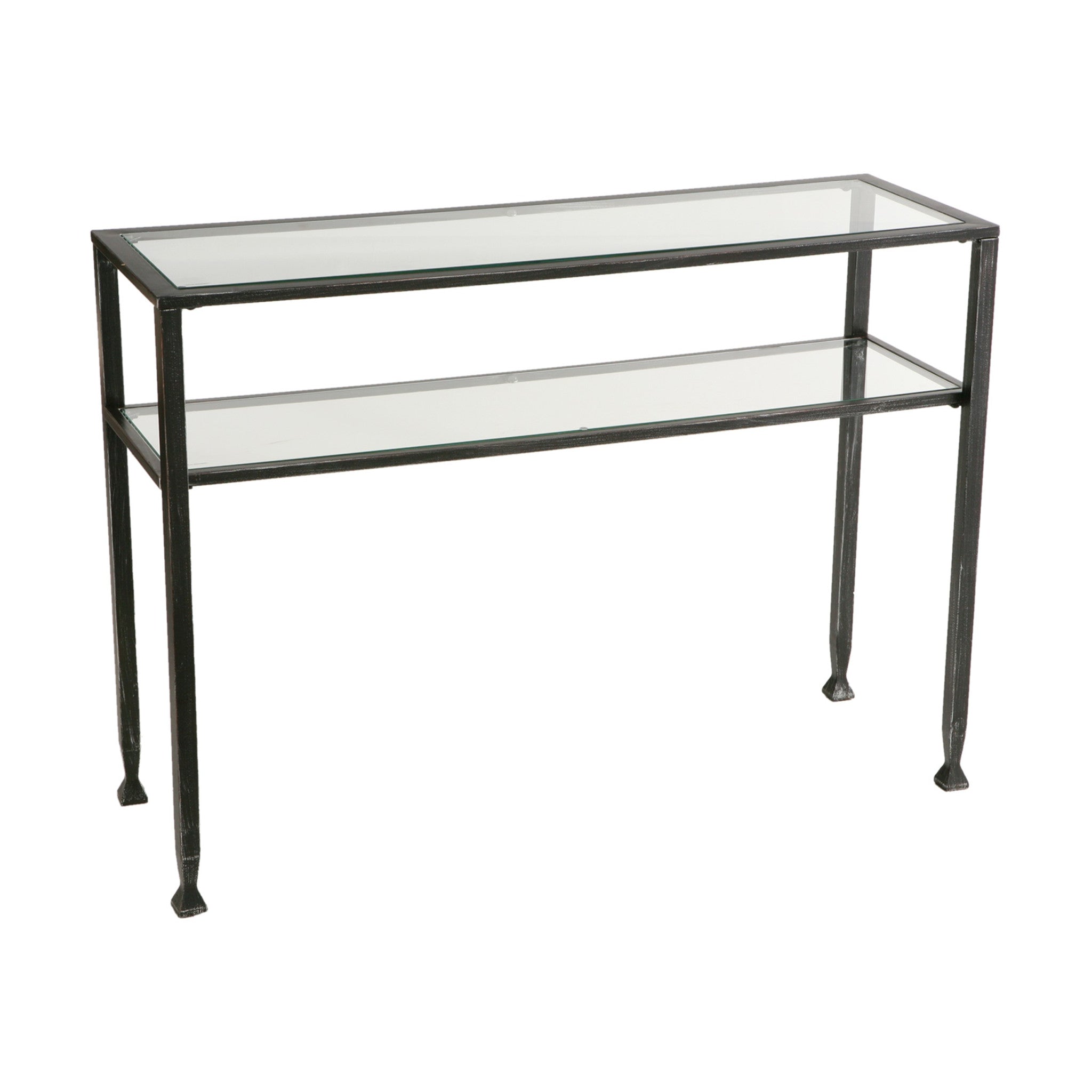 43 clear and Black and Silver glass Distressed console Table With Storage