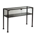 43 clear and Black glass Distressed console Table With Storage