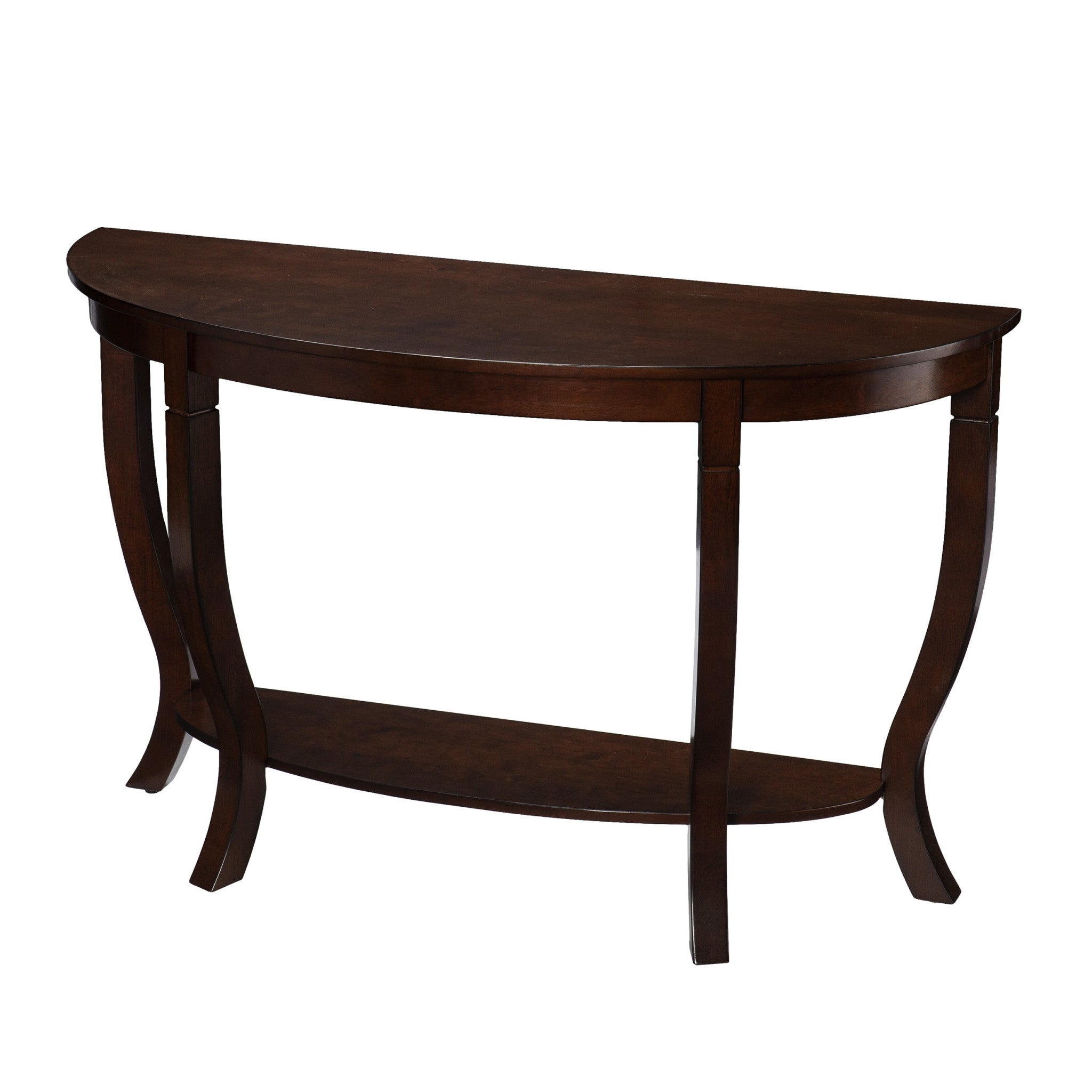 48 Brown Half circle console Table With Storage