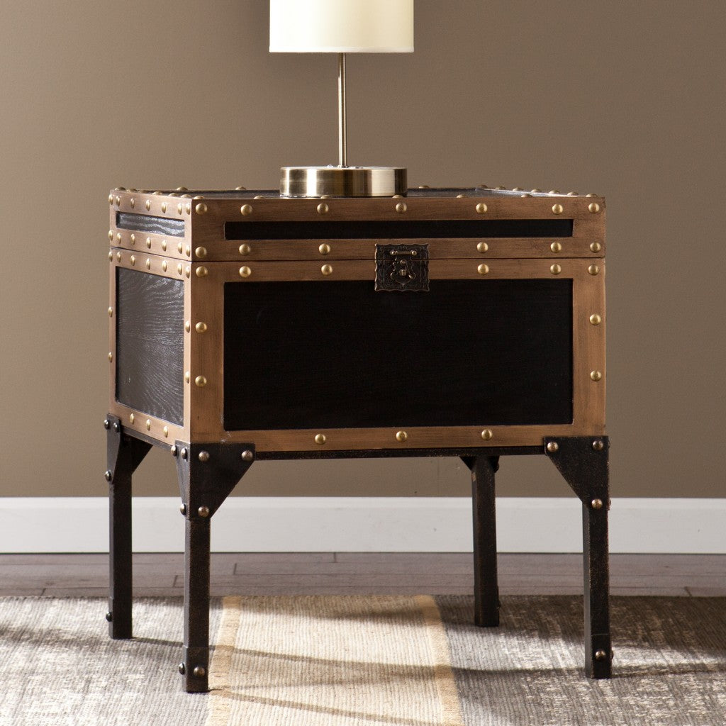 23 Black Manufactured Wood And Iron Square End Table