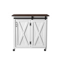 White and Brown 35 Rolling Kitchen cart