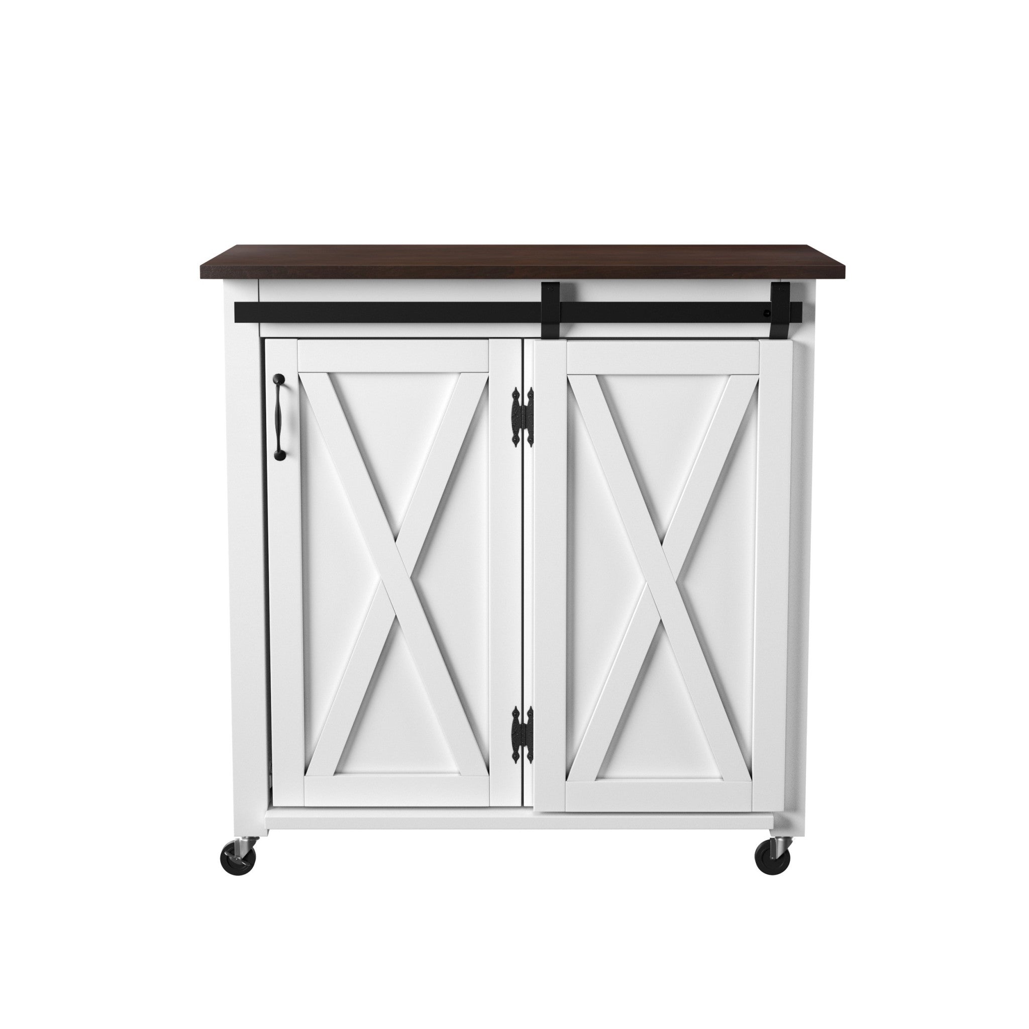 White and Brown 35 Rolling Kitchen cart