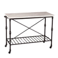 Black and White 49 Rolling Kitchen Island With Storage
