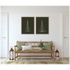 Sylvie Minimalist Evergreen Trees Sketch - 2 Piece Framed Canvas Art Set by The Creative Bunch Studio