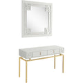 Set of Two 47 White and Gold Wood and Manufactured Wood Blend Mirrored Console Table And Drawers