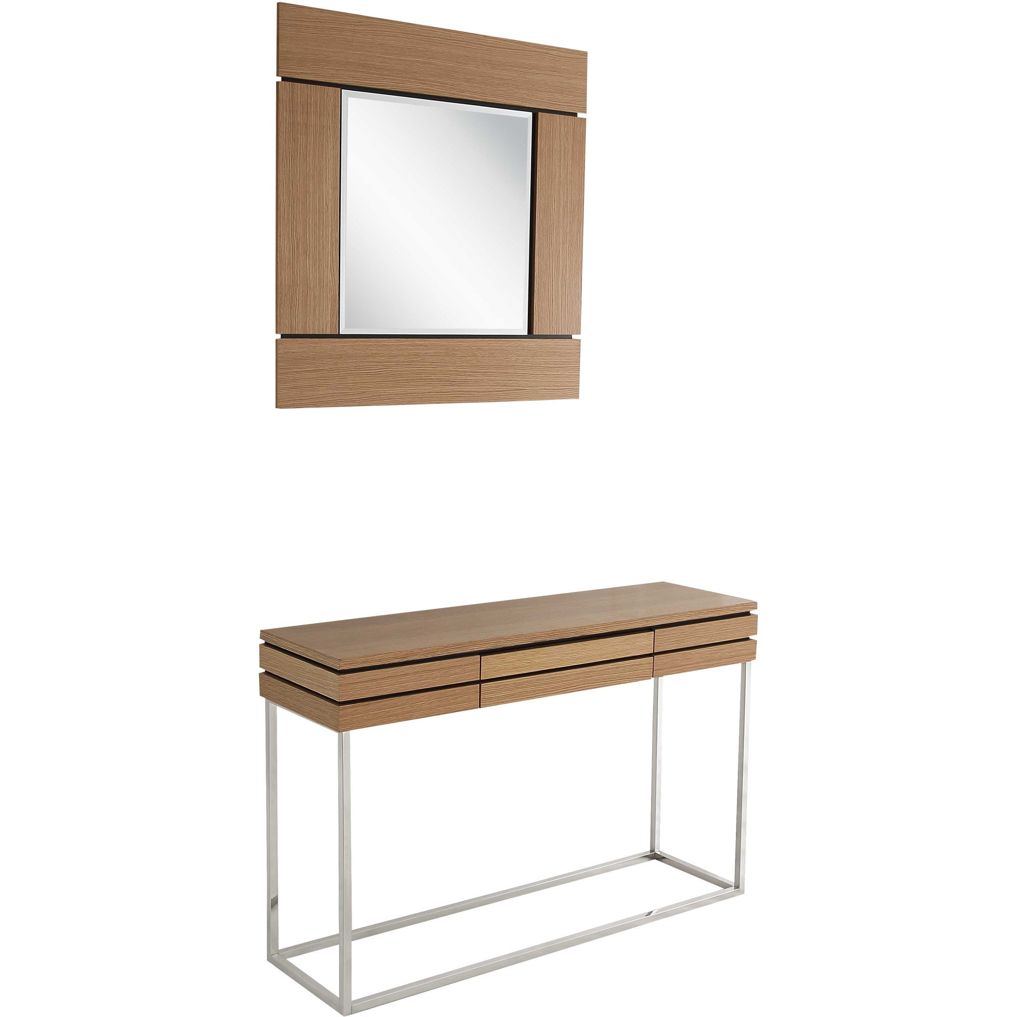 Set of Two 47 Brown and Silver Console Table And Drawers
