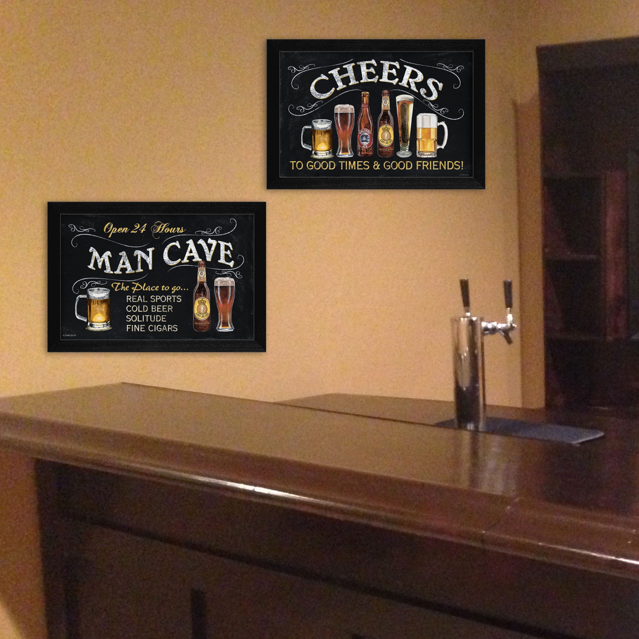 Set Of Two Cheers Black Framed Print Wall Art