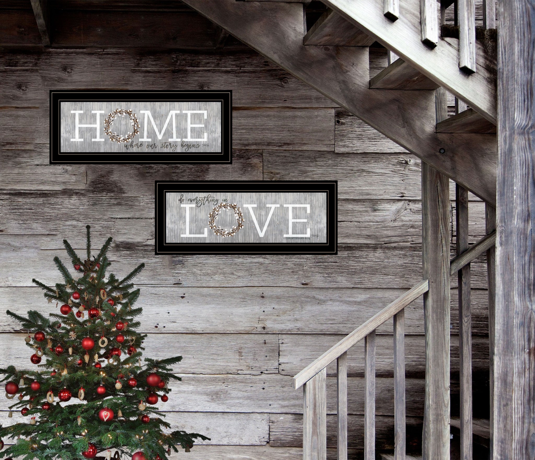 Set Of Two Where Our Story Begins 2 Black Framed Print Wall Art