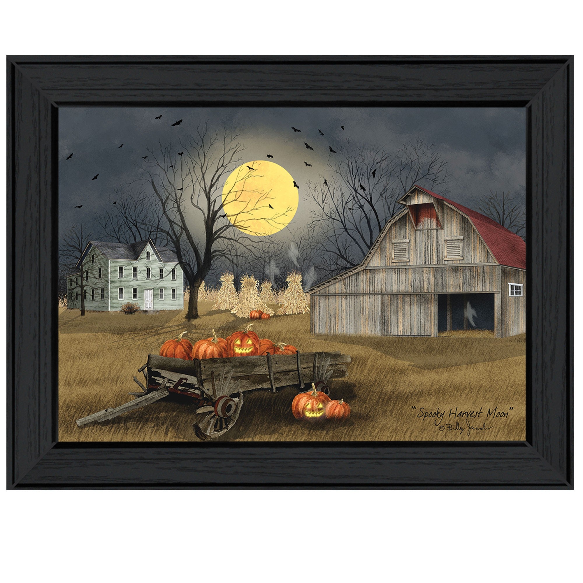 Spooky Harvest Moon 3 Black Framed Print Wall Art
