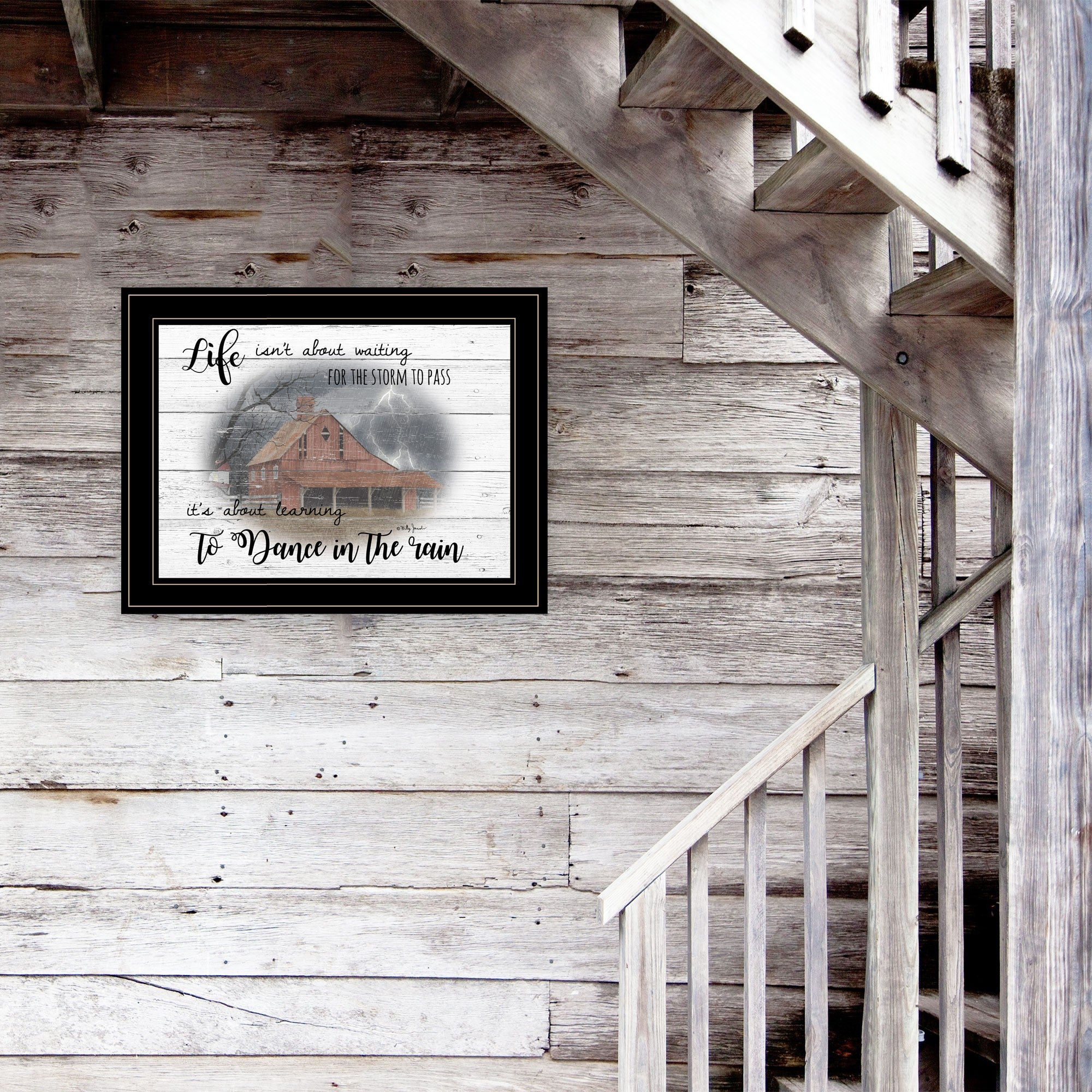 Storm Dance at the Farm Black Framed Print Wall Art