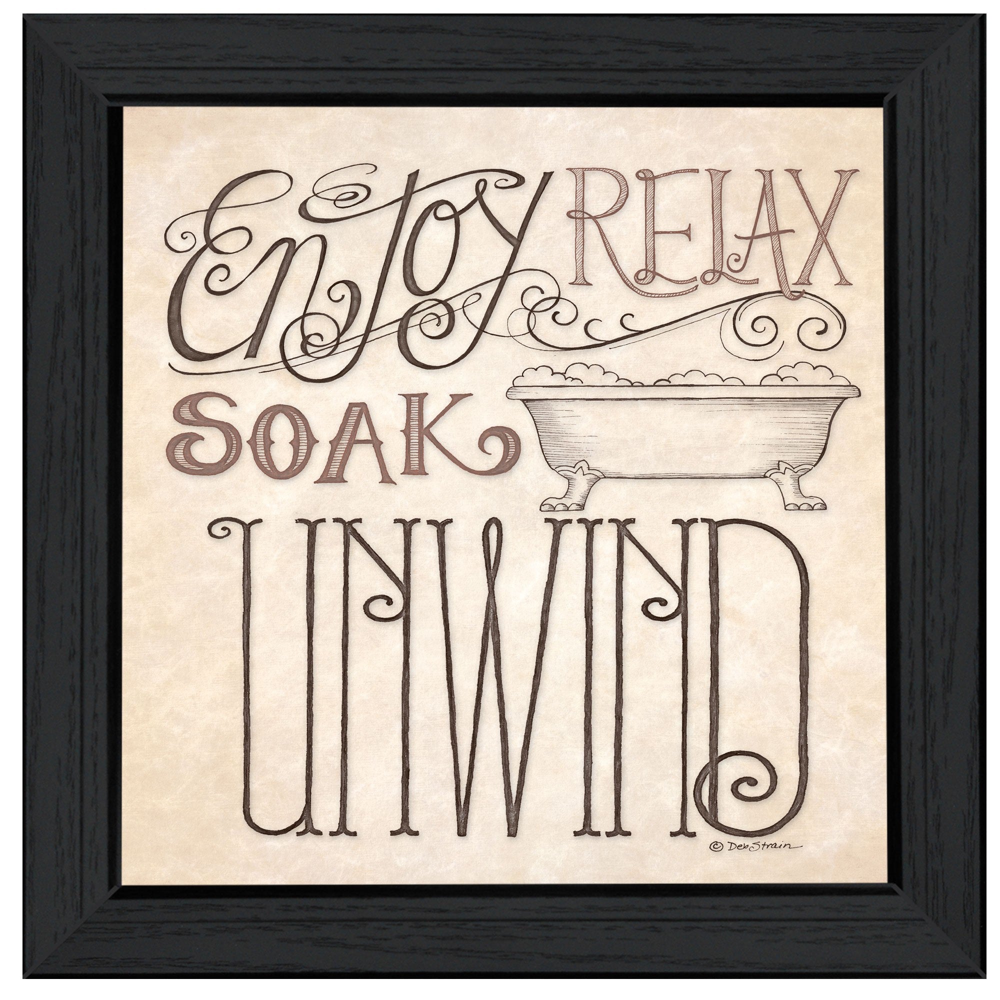 Soak and Relax 4 Black Framed Print Bathroom Wall Art