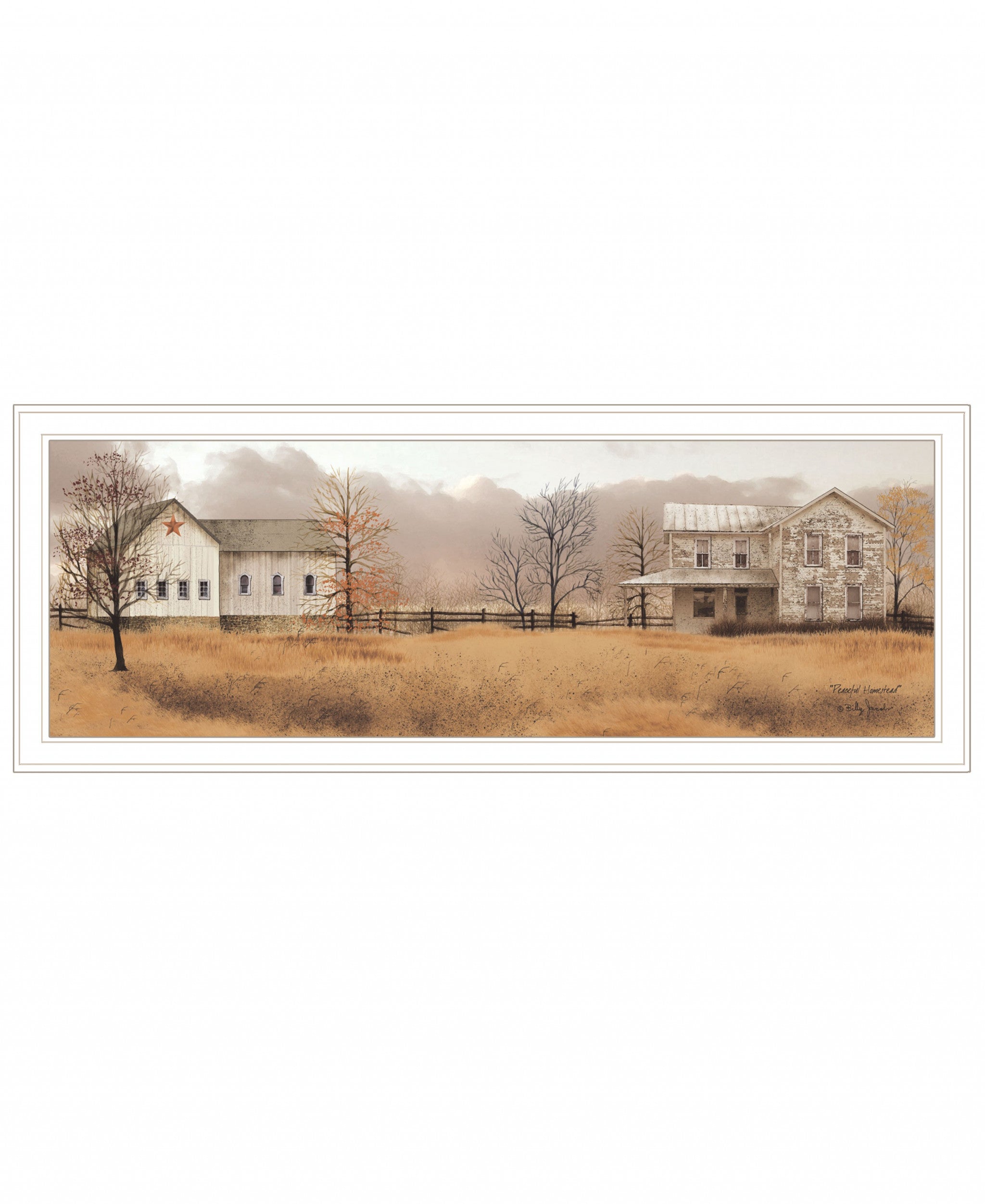 Peaceful Homestead 1 White Framed Print Wall Art