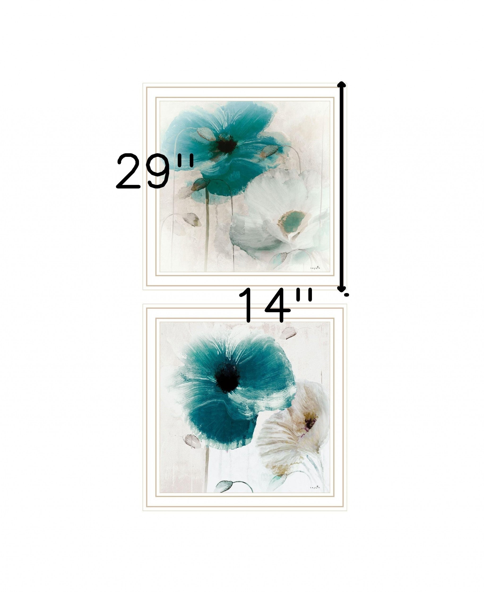 Set Of Two Poppy 2 White Framed Print Wall Art