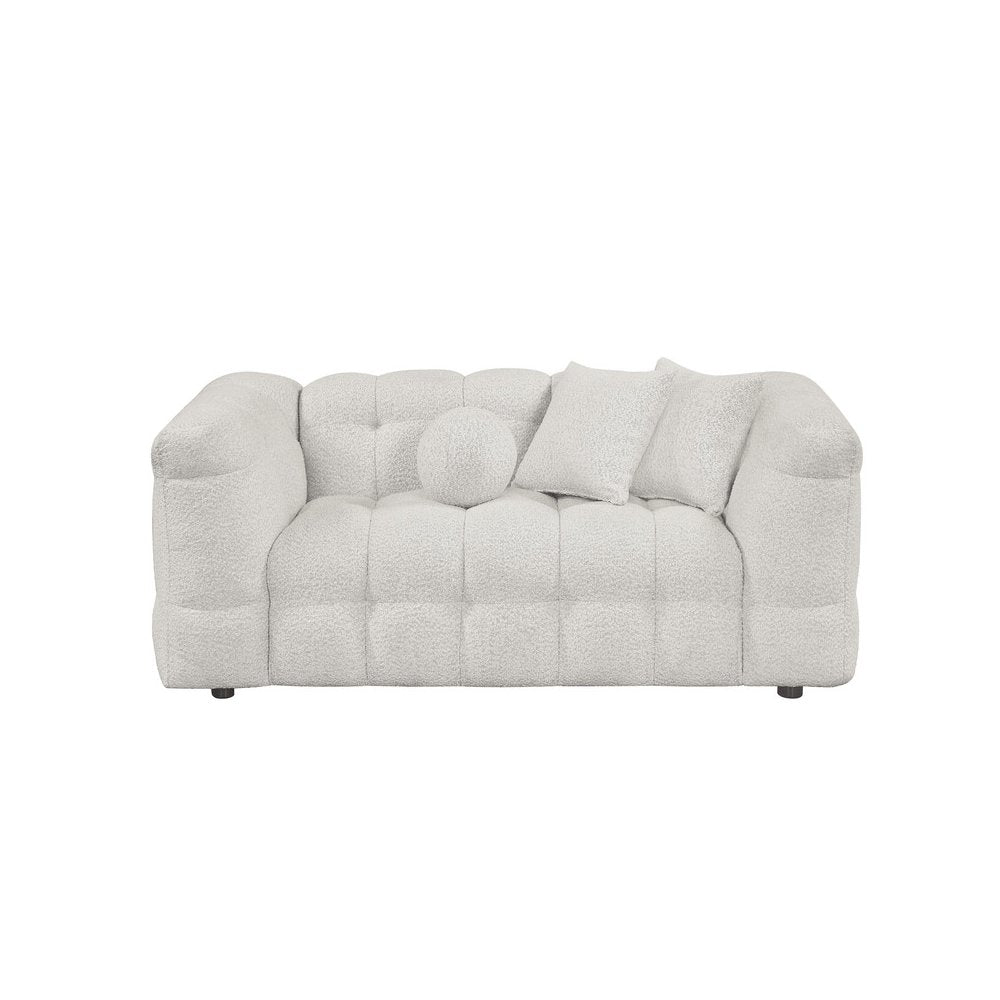 Boucle Fabric Cream Loveseat