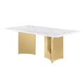 72 Inch White Marble Table Top 38mm with Gold Stainless Steel Base
