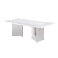 87 Inch White Marble Table Top 38mm with Silver Stainless Steel Base