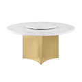 60 Inch  Circle White Marble Top 38mm With Gold Stainless Steel Base