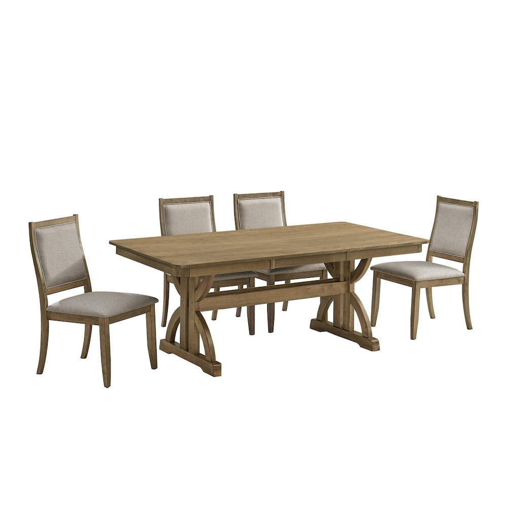 5pc Wood Dining Table Set Ash Brown