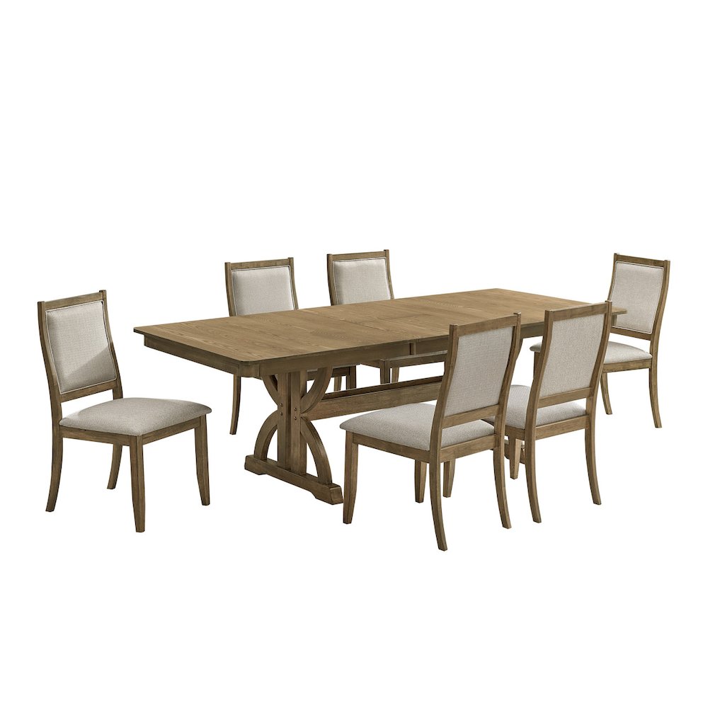 7pc Butterfly Extension Dining Table Set Ash Brown