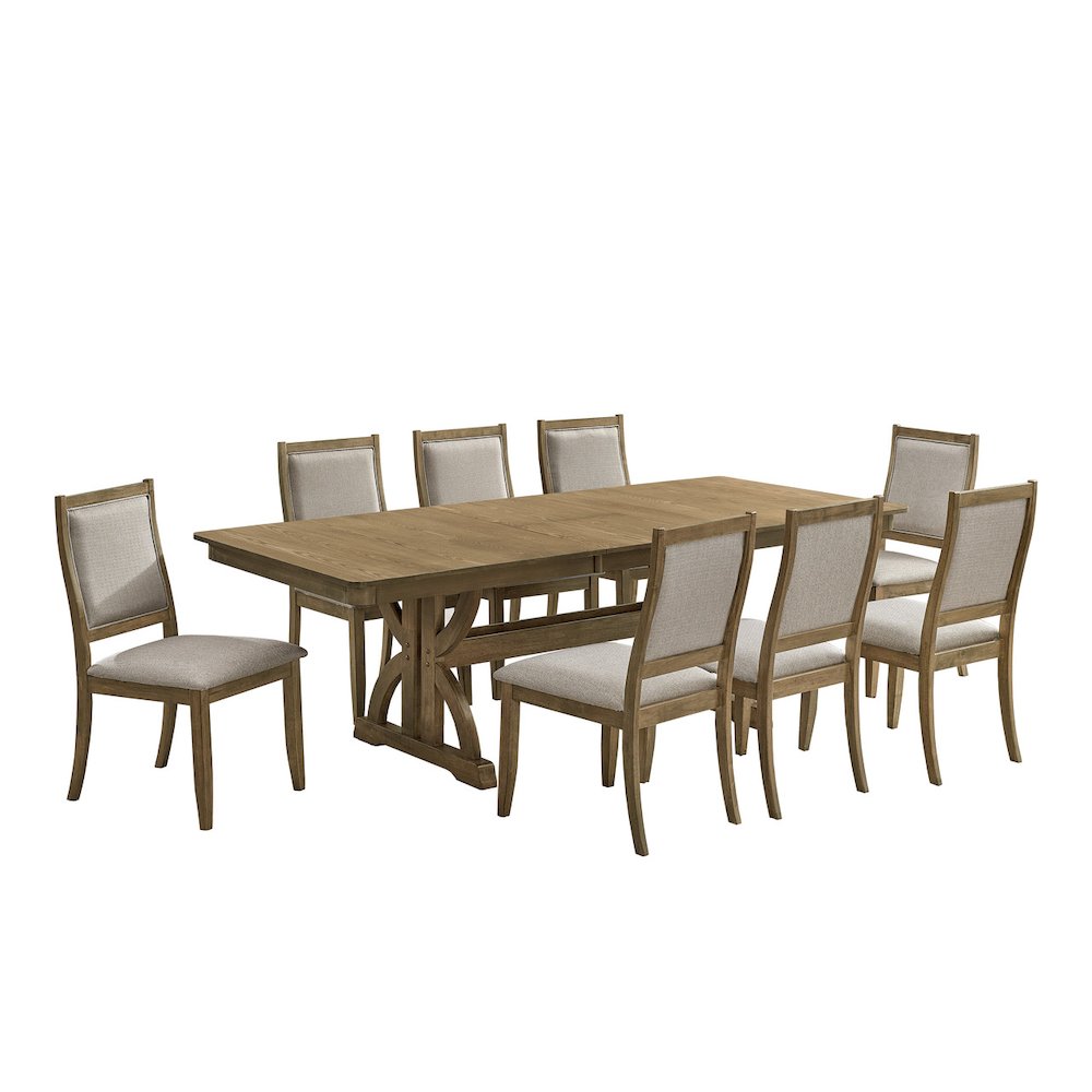 9pc Butterfly Extension Dining Table Set Ash Brown