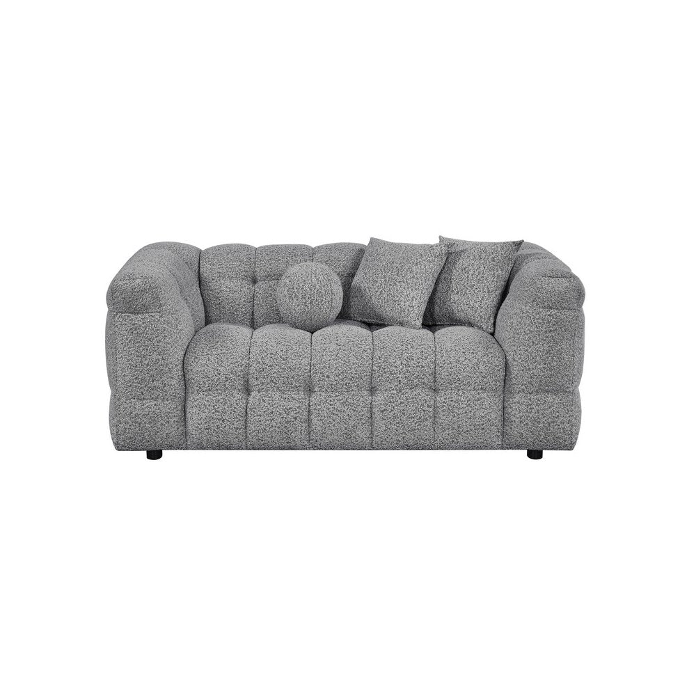 Boucle Fabric Rich Gray 2pc Sofa and Loveseat Set